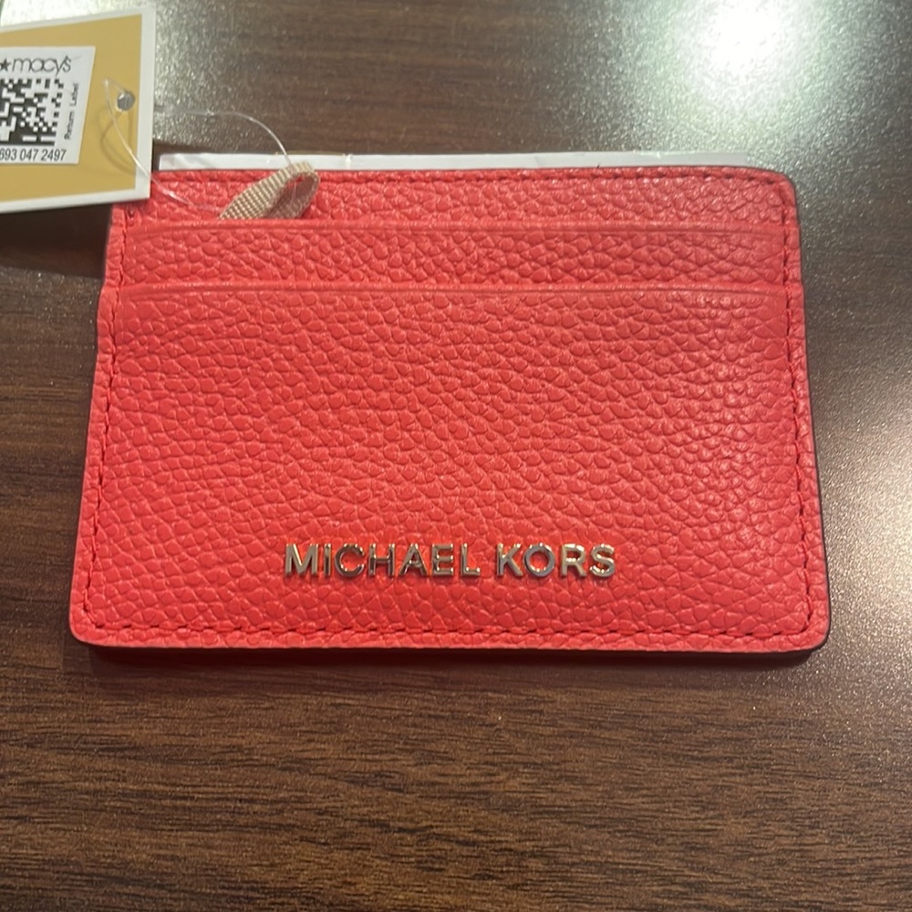 NWT Michael Michael Kors Jet Set card holder pink Dahlia - Picture 2 of 4